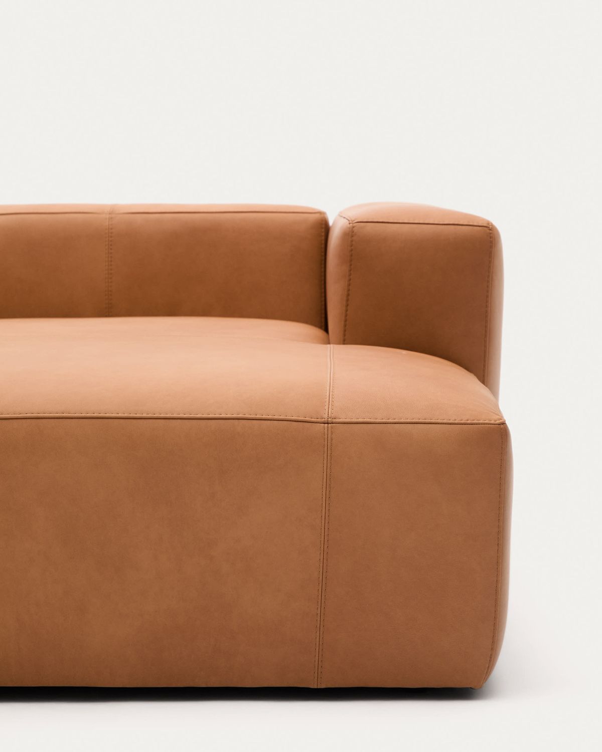 Sofá Blok de piel marrón 3 plazas chaise longue izquierdo 300 cm