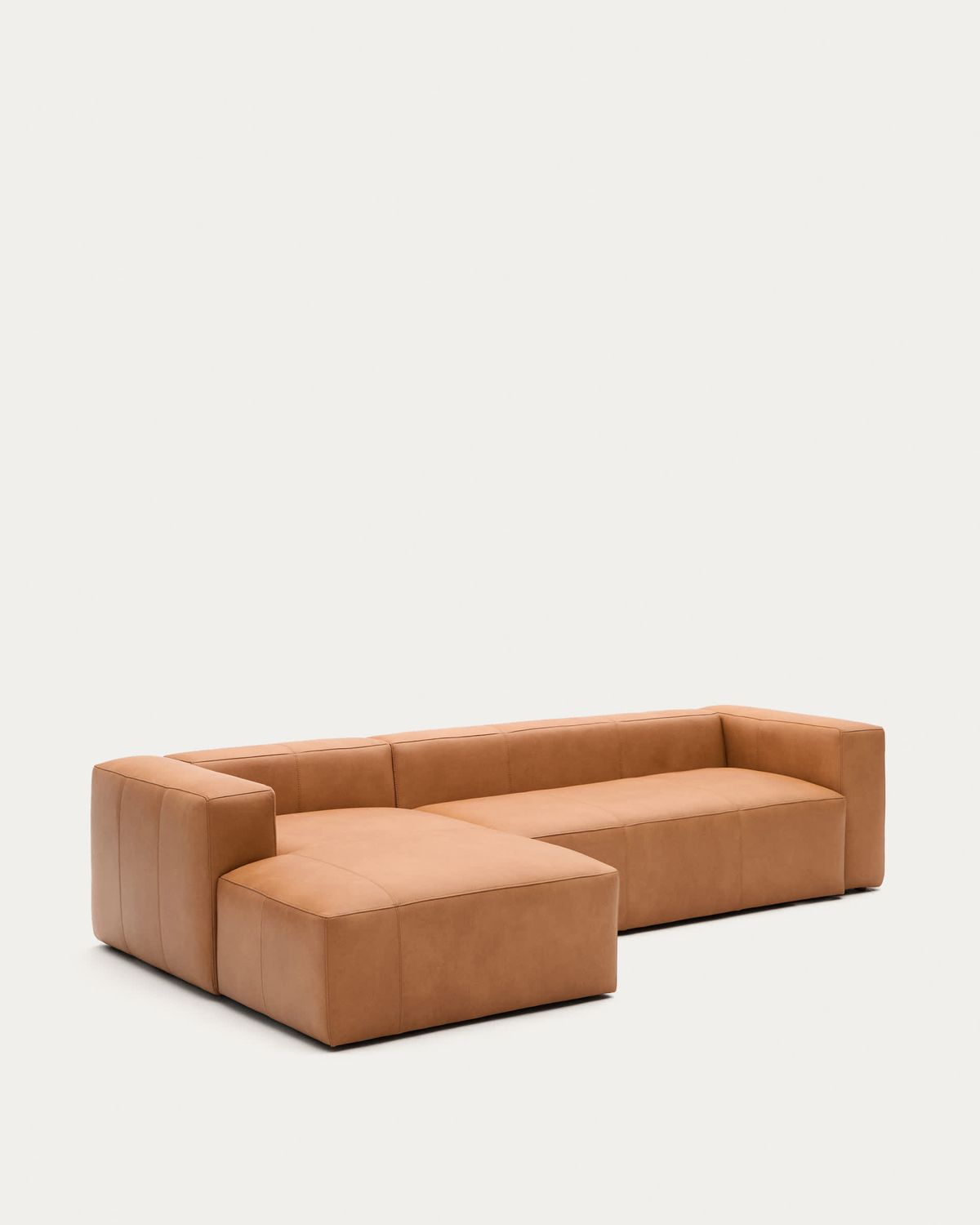 Sofá Blok de piel marrón 3 plazas chaise longue izquierdo 300 cm