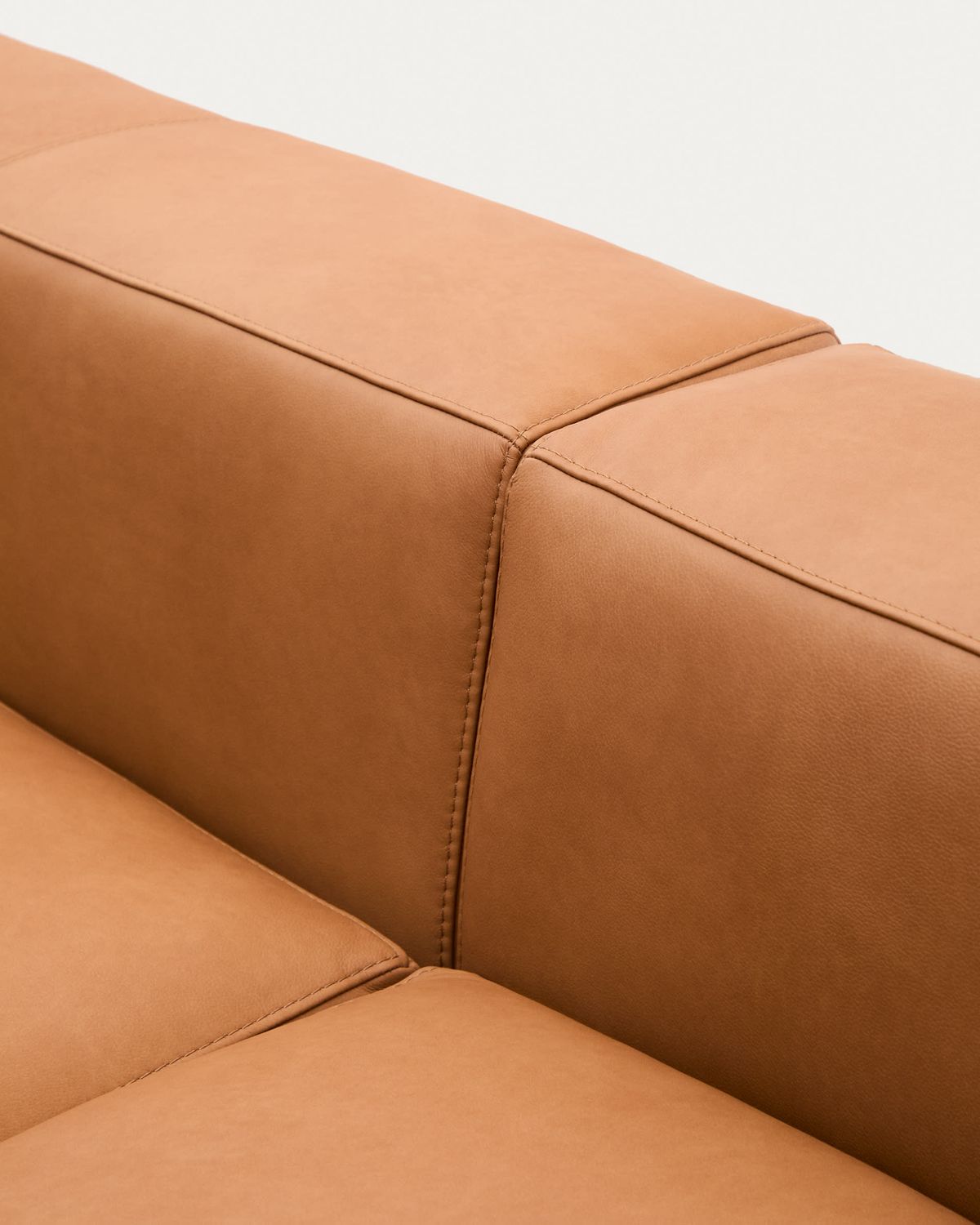 Sofá Blok de piel marrón 3 plazas chaise longue izquierdo 300 cm