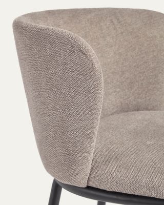 Taburete Ciselia de chenilla marrón claro y patas de acero negro 75 cm FSC Mix Credit