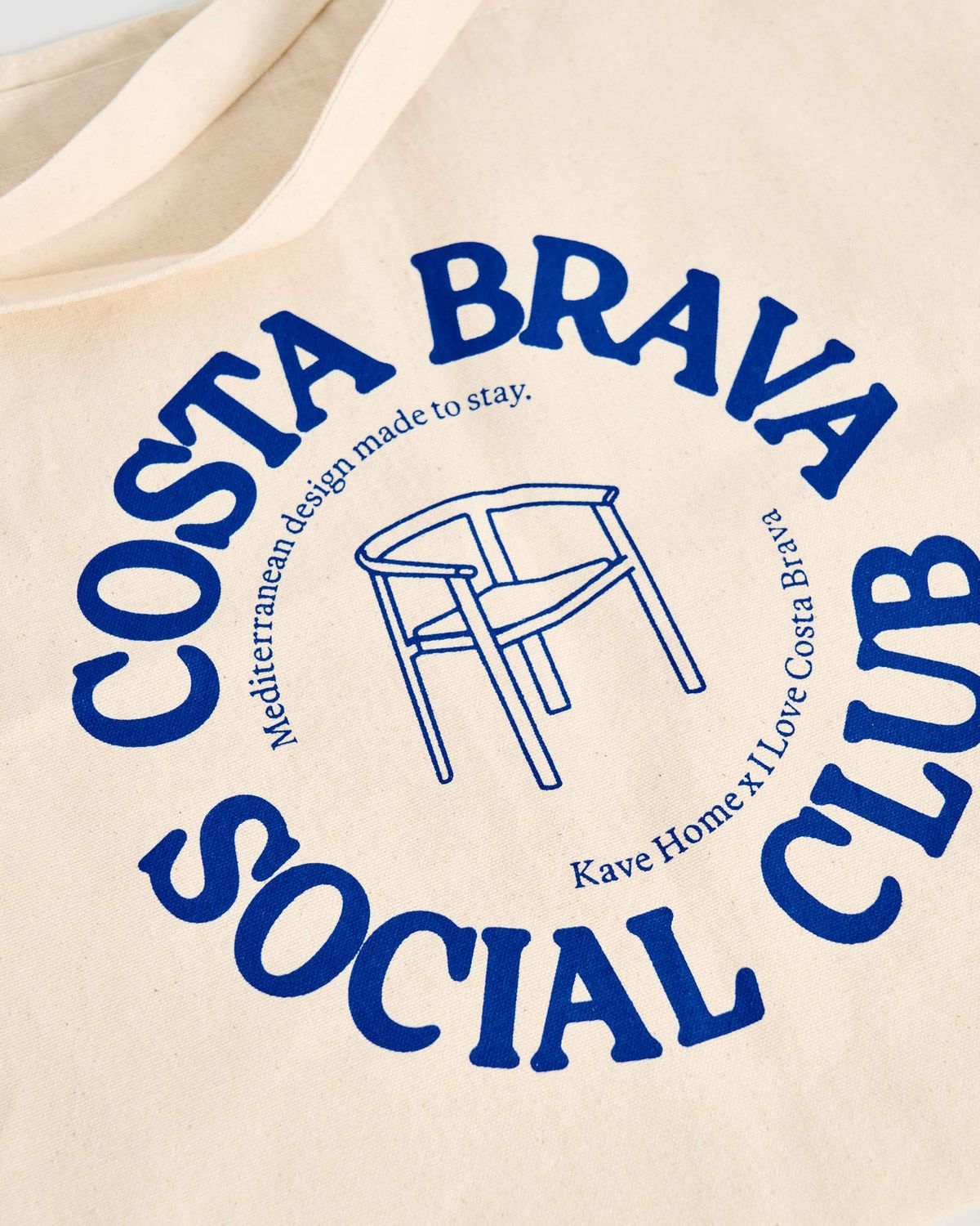Bolsa I Love Costa Brava x Kave Home 100% de algodón color crudo y azul