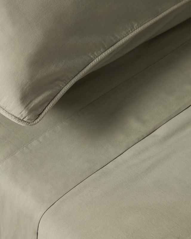 Set Sirale de 2 fundas de almohada 100% algodón satén acabado lavado verde 65 x 65 cm
