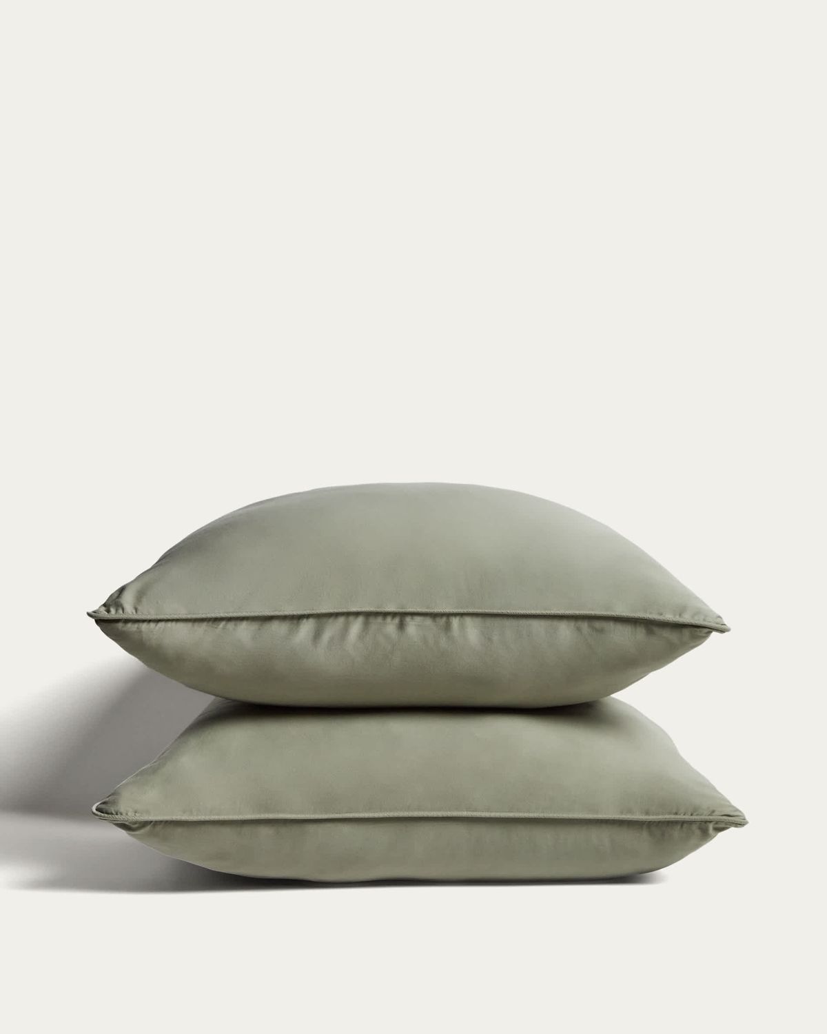 Set Sirale de 2 fundas de almohada 100% algodón satén acabado lavado verde 65 x 65 cm