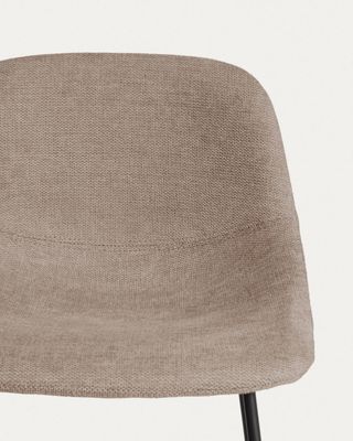 Taburete Zahara de chenilla marrón y patas de acero con acabado negro 65 cm FSC 100%