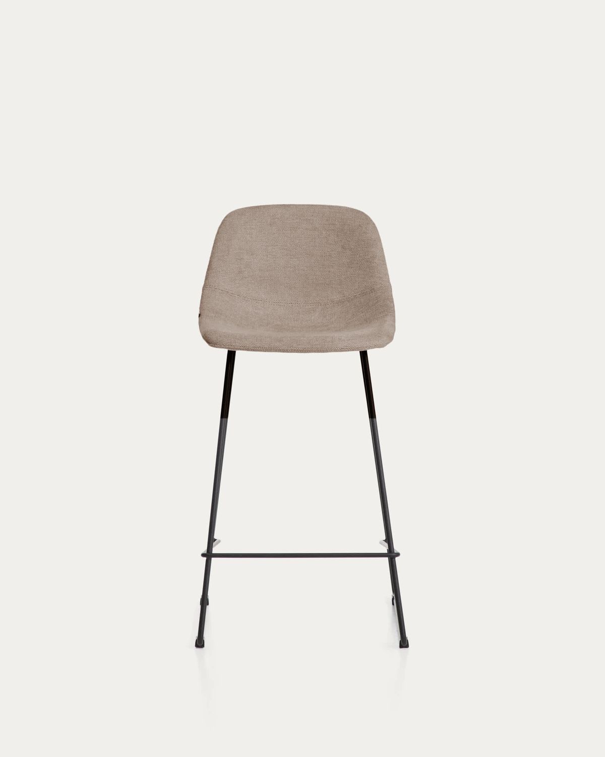 Taburete Zahara de chenilla marrón y patas de acero con acabado negro 65 cm FSC 100%