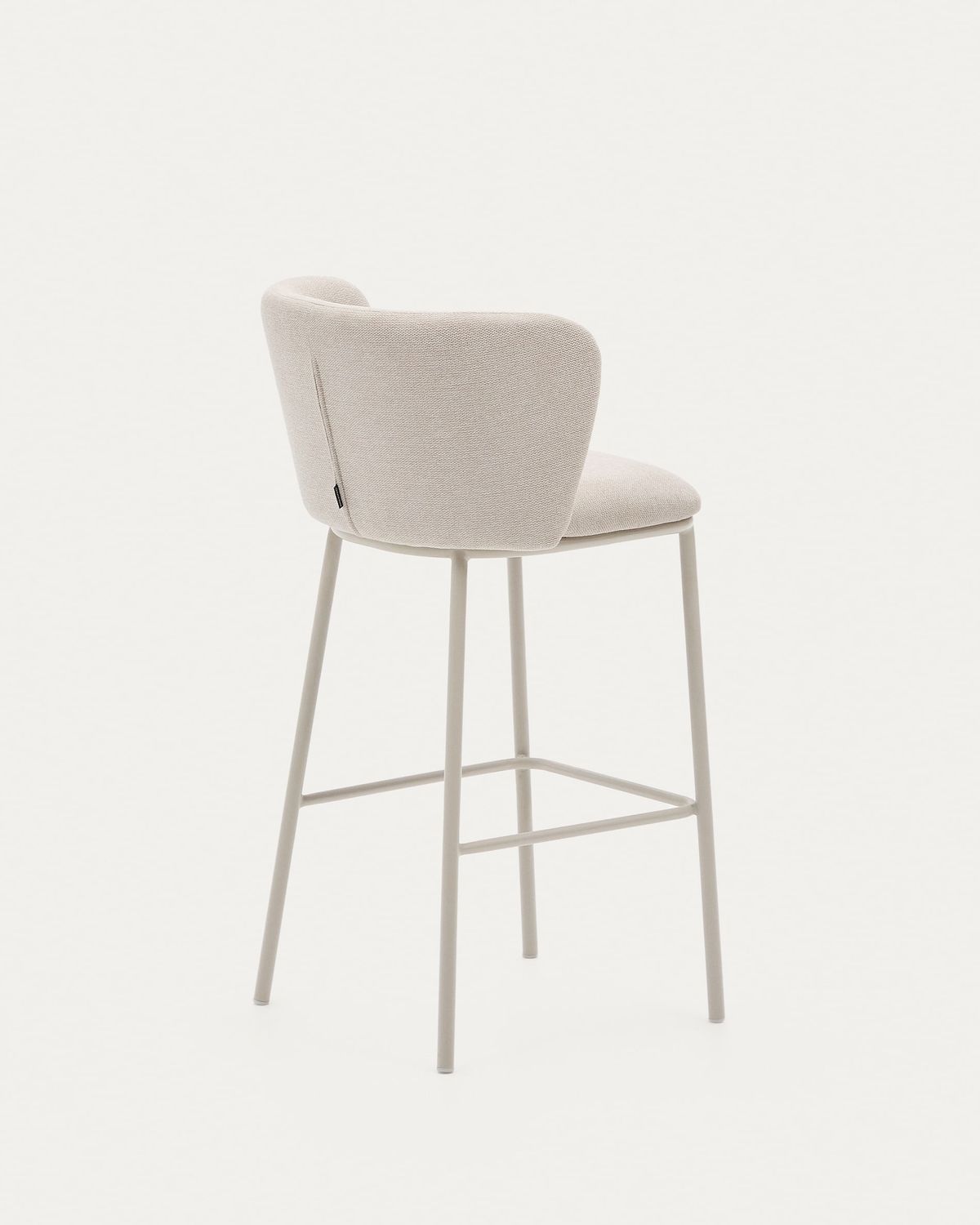 Taburete Ciselia de chenilla beige y acero beige altura 75 cm FSC Mix Credit