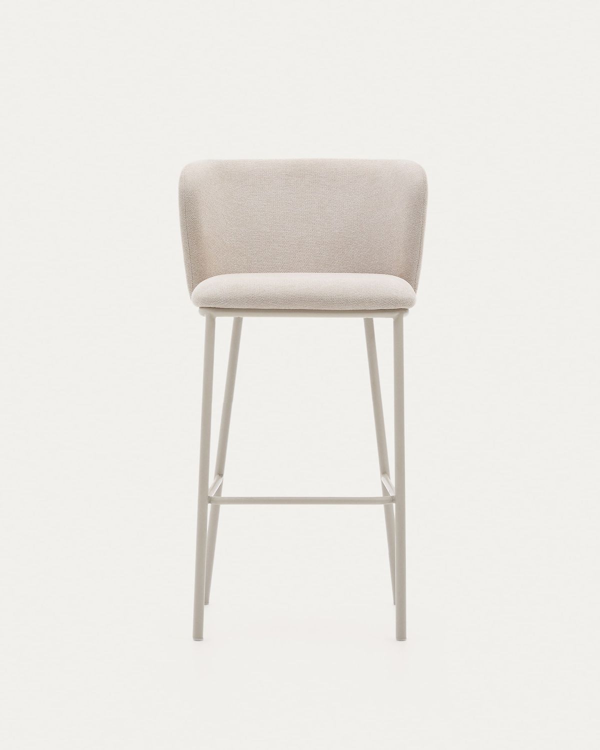 Taburete Ciselia de chenilla beige y acero beige altura 75 cm FSC Mix Credit