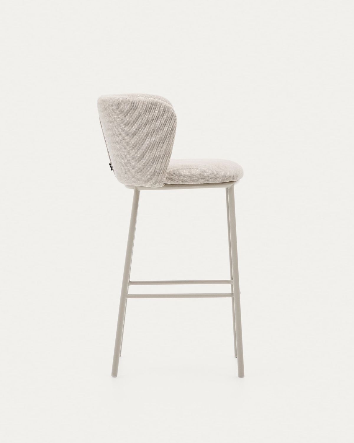Taburete Ciselia de chenilla beige y acero beige altura 75 cm FSC Mix Credit
