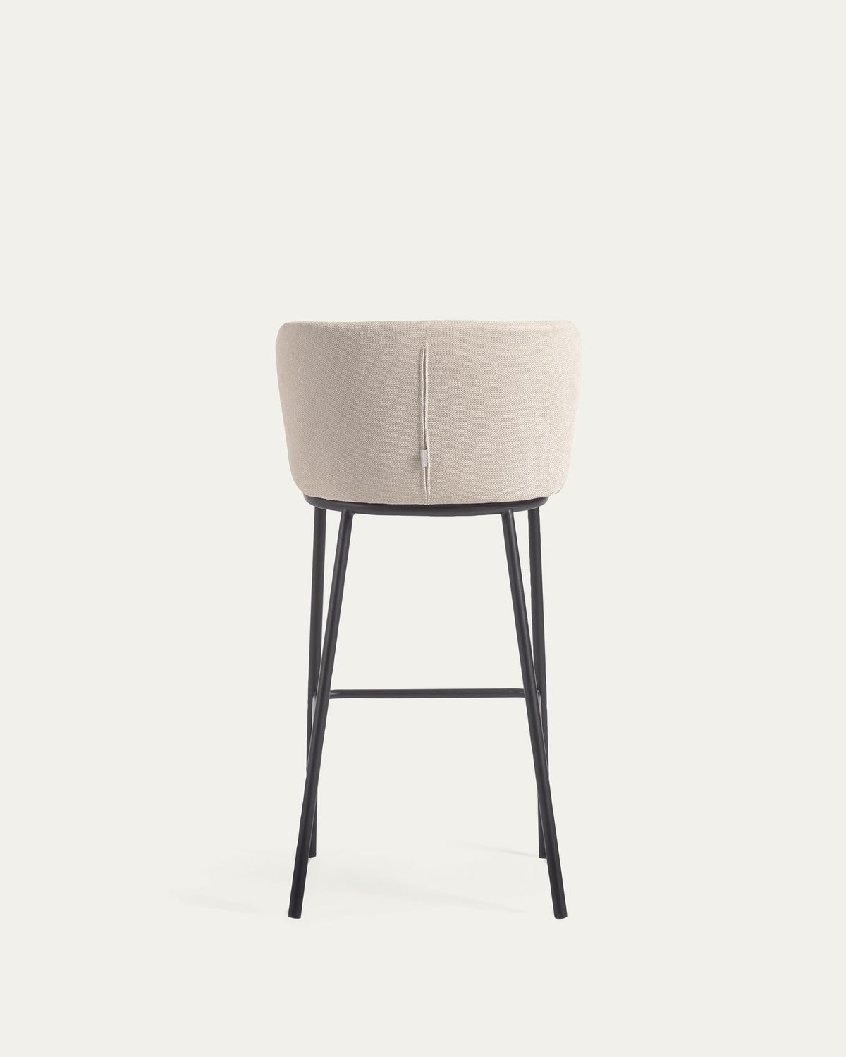Taburete Ciselia de chenilla beige y patas de acero negro altura 75 cm FSC Mix Credit