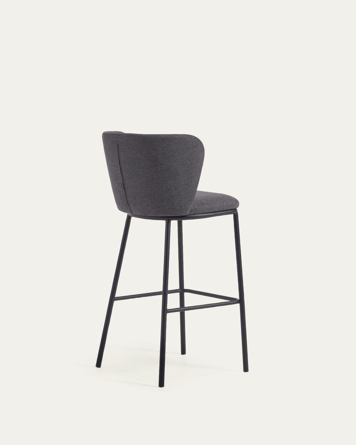 Taburete Ciselia de chenilla gris oscuro y patas de acero negro 75 cm FSC Mix Credit