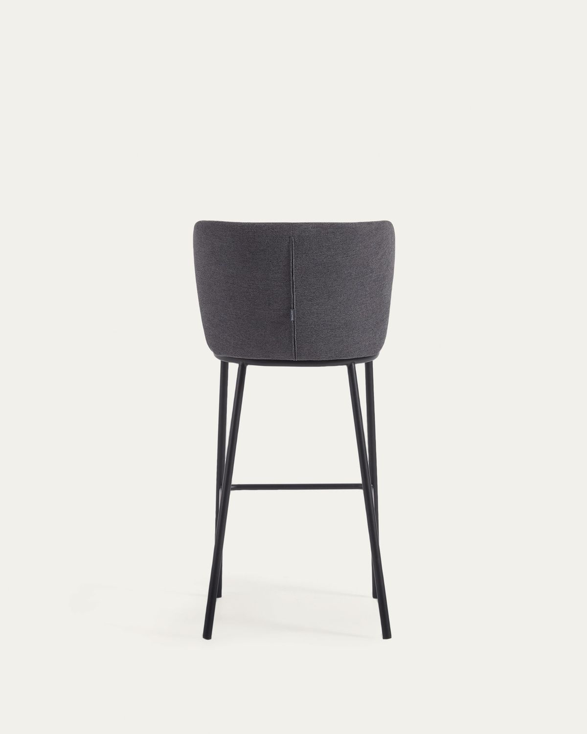 Taburete Ciselia de chenilla gris oscuro y patas de acero negro 75 cm FSC Mix Credit