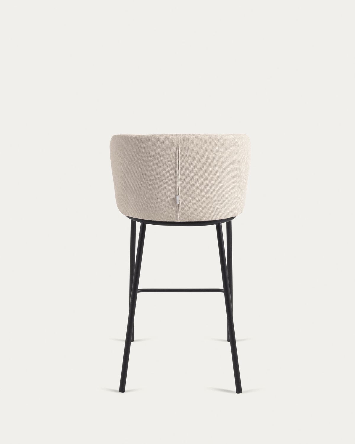 Taburete Ciselia de chenilla beige y patas de acero negro altura 65 cm FSC Mix Credit