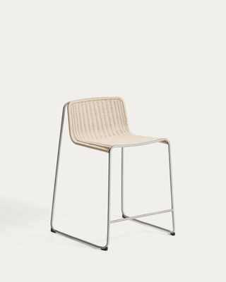 Taburete apilable Tavari de cuerda sintética beige y acero inoxidable AISI 304 efecto cepillado 65 cm Taburete apilable Tavari de cuerda sintética beige y acero inoxidable AISI 304 efecto cepillado 65 cm