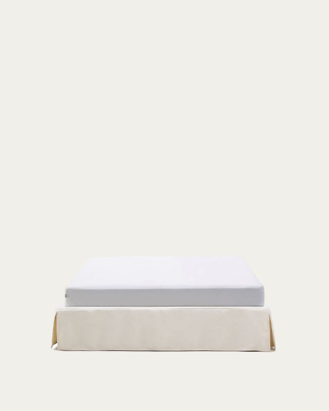 Base desenfundable Jaira de chenilla blanco para colchón de 150 x 190 cm
