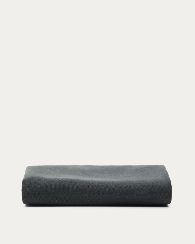 Funda para base Jaira de lino y algodón gris antracita para colchón de 90 x 200 cm