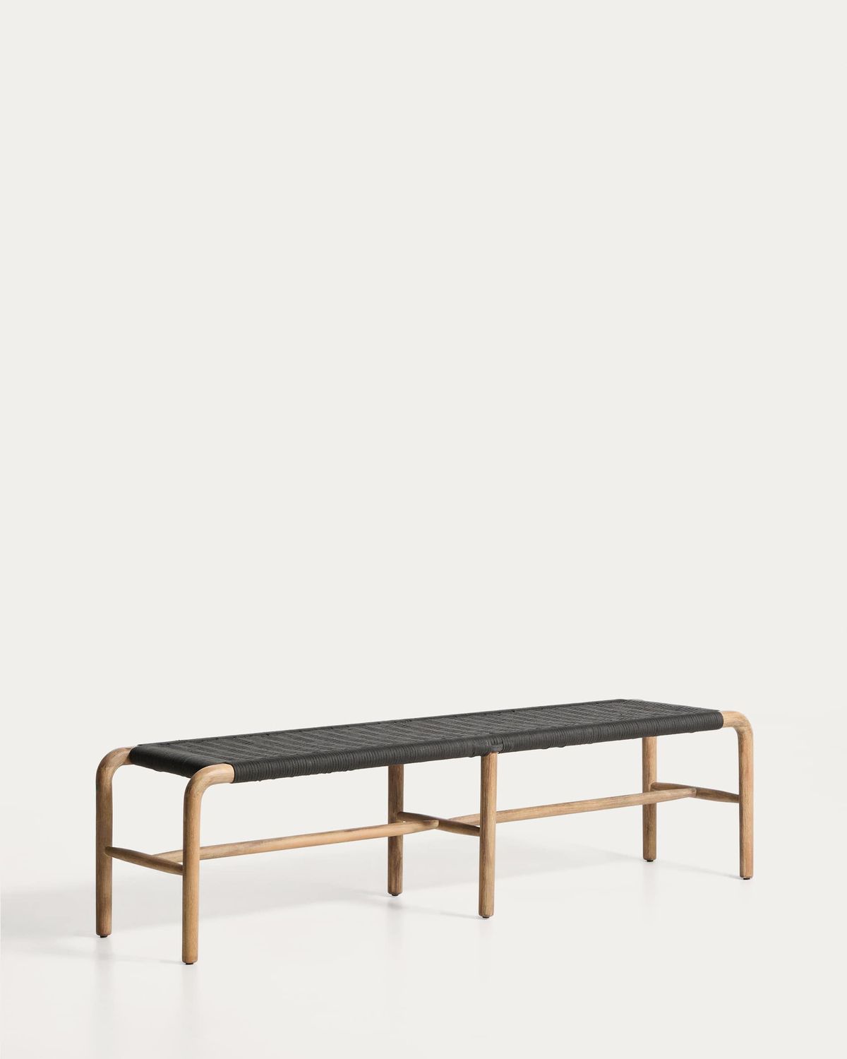 Banco Alipa de madera maciza de acacia y cuerda gris oscuro 180 cm FSC 100%