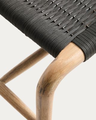 Banco Alipa de madera maciza de acacia y cuerda gris oscuro 180 cm FSC 100%