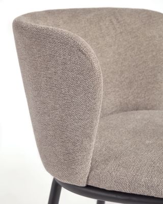 Taburete Ciselia chenilla marrón claro y patas de acero negro altura 65 cm FSC Mix Credit