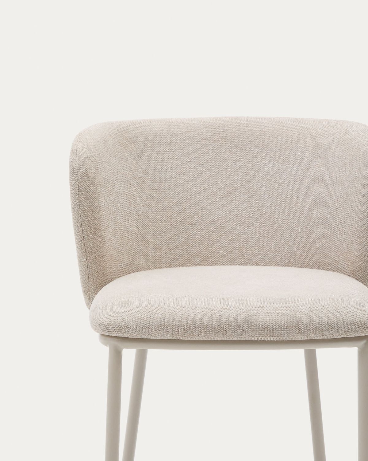Taburete Ciselia de chenilla beige y acero beige altura 65 cm FSC Mix Credit