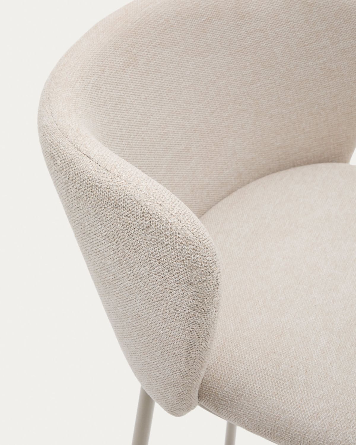 Taburete Ciselia de chenilla beige y acero beige altura 65 cm FSC Mix Credit