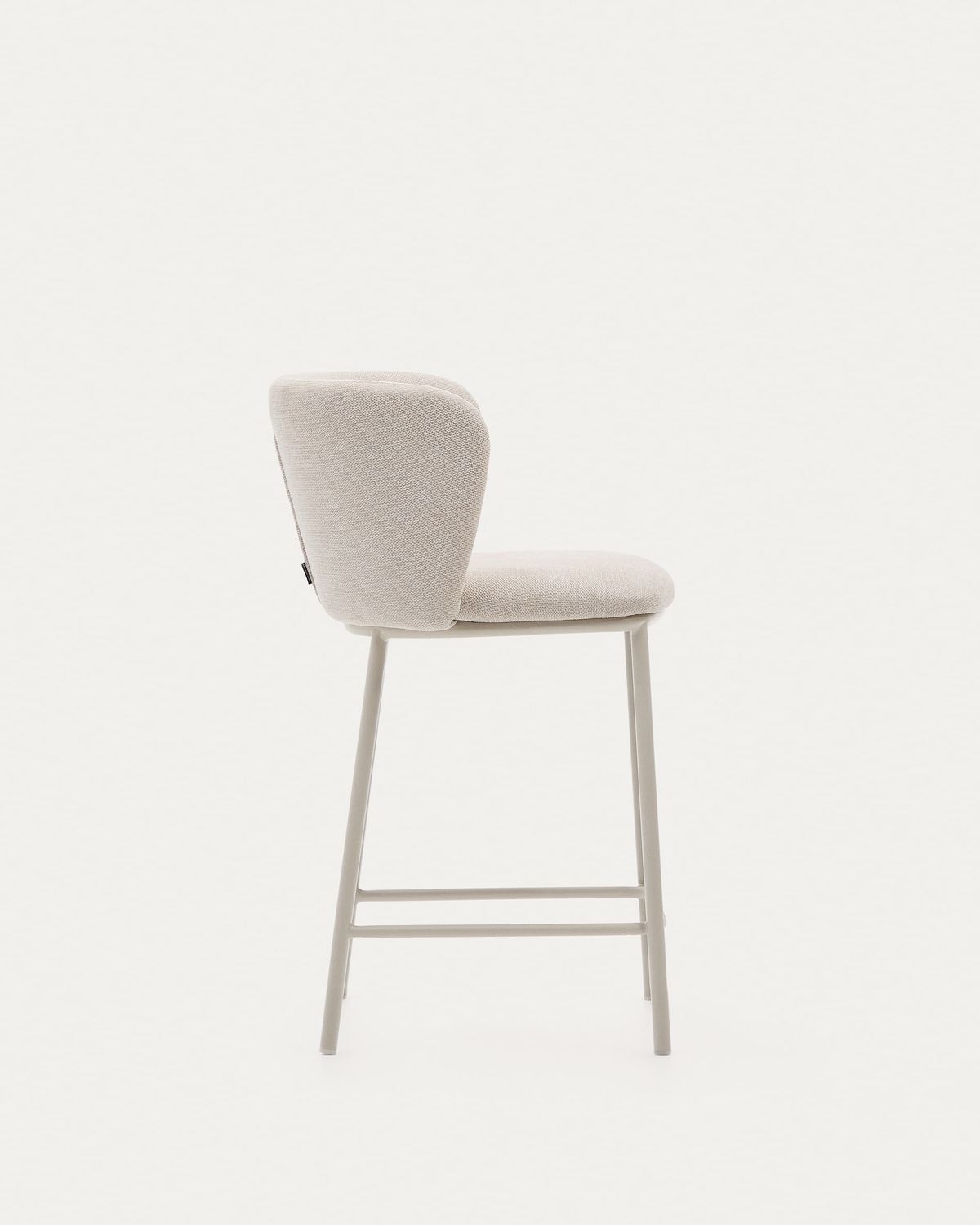 Taburete Ciselia de chenilla beige y acero beige altura 65 cm FSC Mix Credit