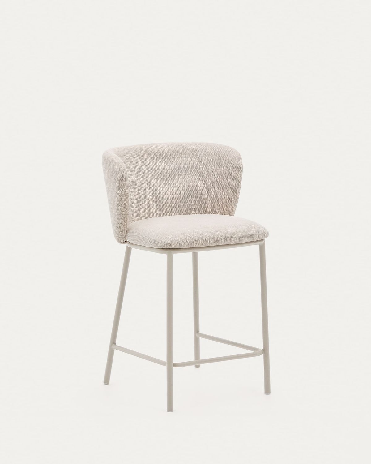 Taburete Ciselia de chenilla beige y acero beige altura 65 cm FSC Mix Credit