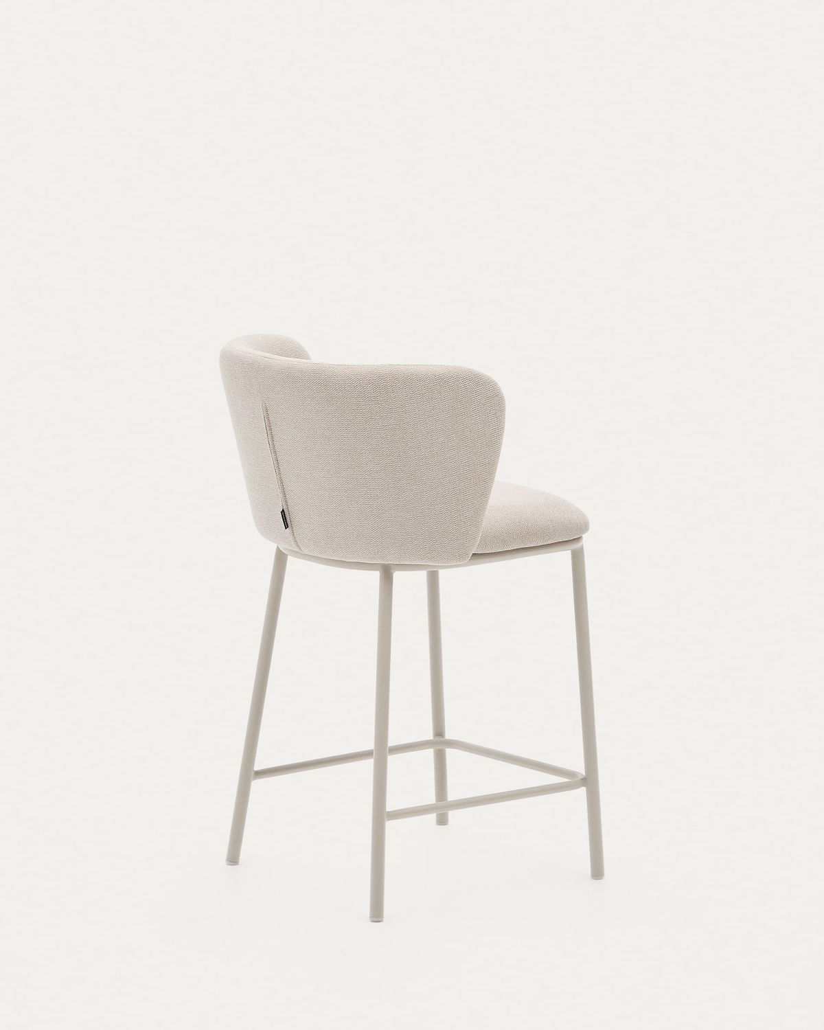 Taburete Ciselia de chenilla beige y acero beige altura 65 cm FSC Mix Credit