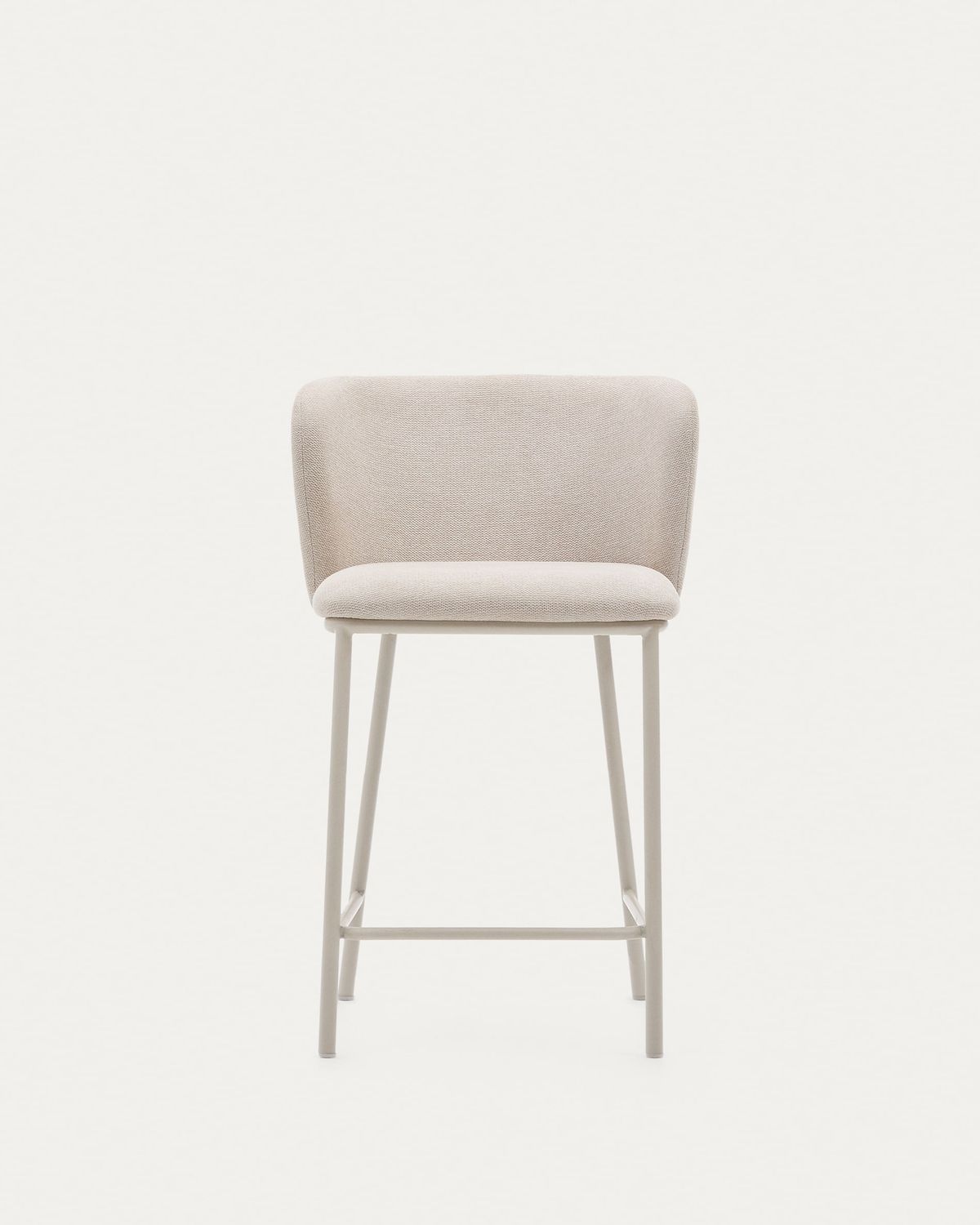 Taburete Ciselia de chenilla beige y acero beige altura 65 cm FSC Mix Credit