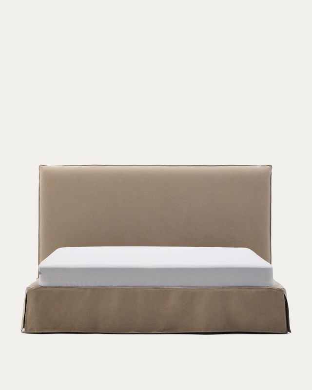 Cama desenfundable Jaira de lino y algodón topo para colchón de 180x200cm FSC Mix Credit
