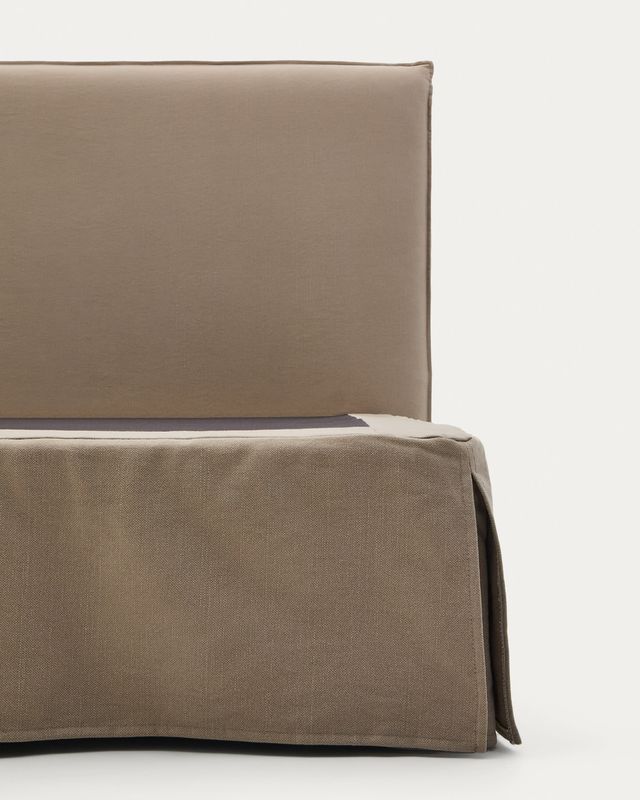 Cama desenfundable Jaira de lino y algodón topo para colchón de 180x200cm FSC Mix Credit