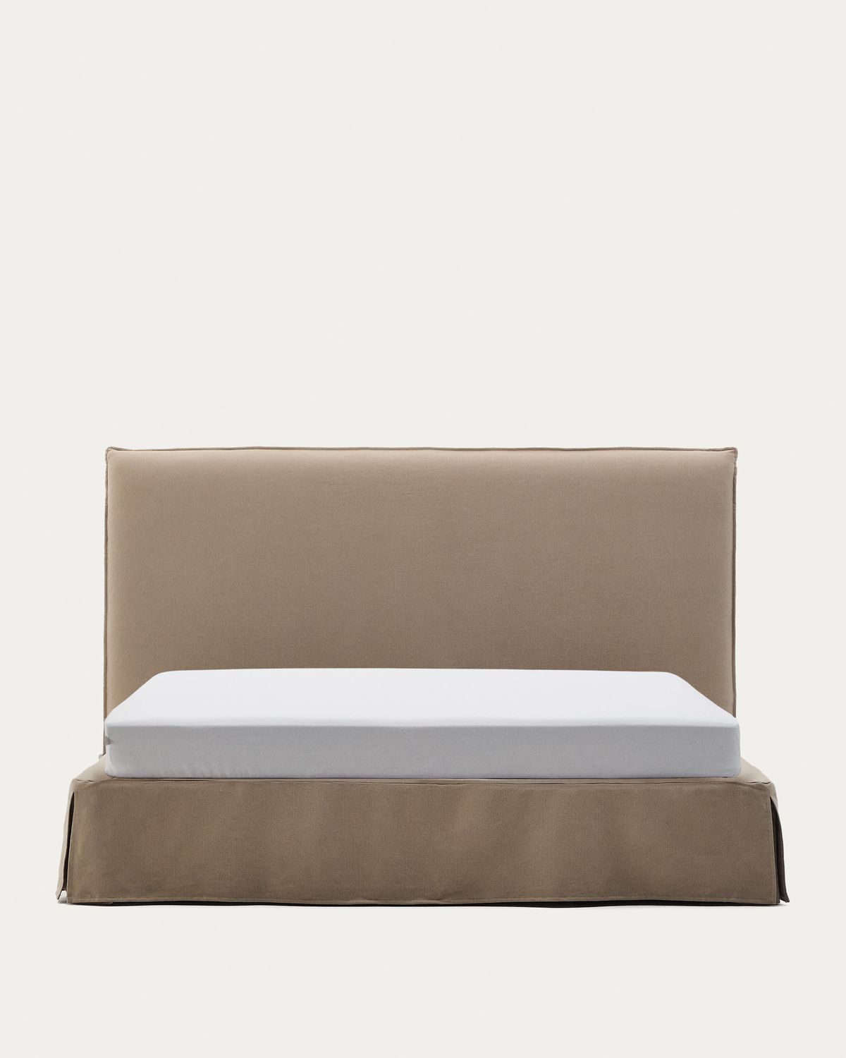 Cama desenfundable Jaira de lino y algodón topo para colchón de 180x200cm FSC Mix Credit