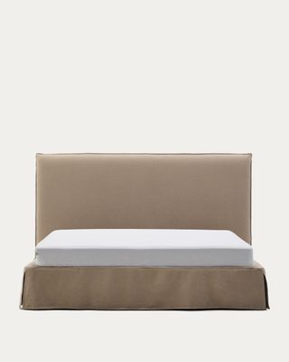 Cama desenfundable Jaira de lino y algodón topo para colchón de 180x200cm FSC Mix Credit