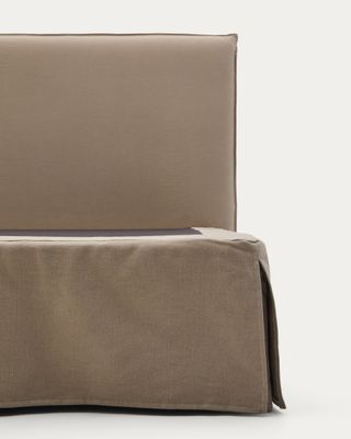 Cama desenfundable Jaira de lino y algodón topo para colchón de 180x200cm FSC Mix Credit