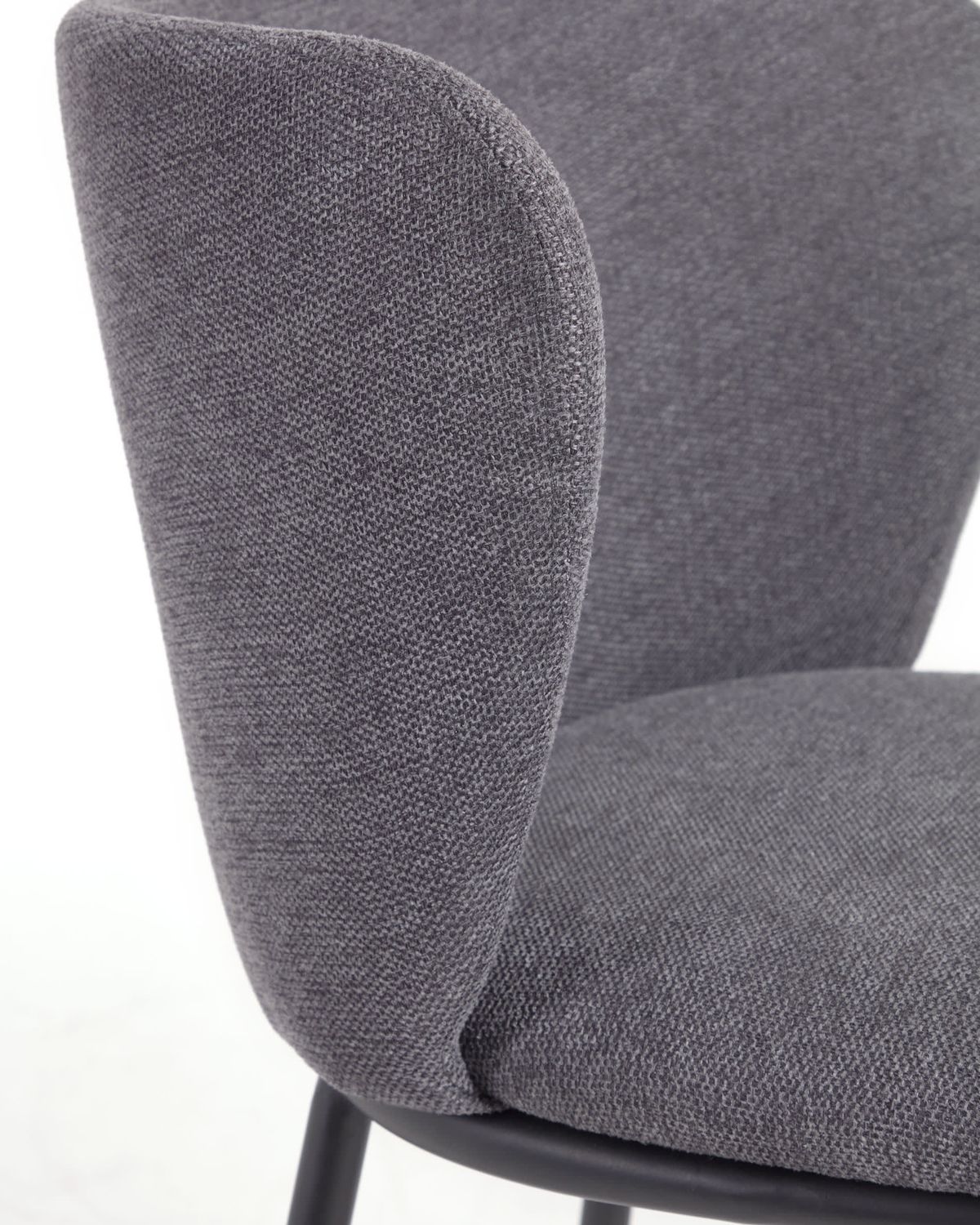 Taburete Ciselia de chenilla gris oscuro y patas de acero negro altura 65cm FSC Mix Credit