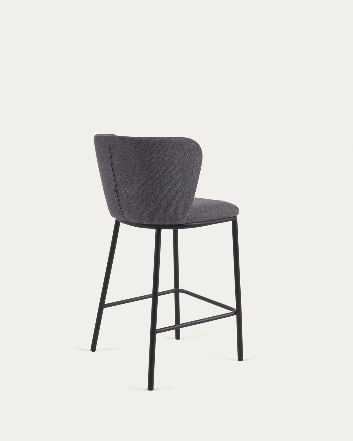 Taburete Ciselia de chenilla gris oscuro y patas de acero negro altura 65cm FSC Mix Credit