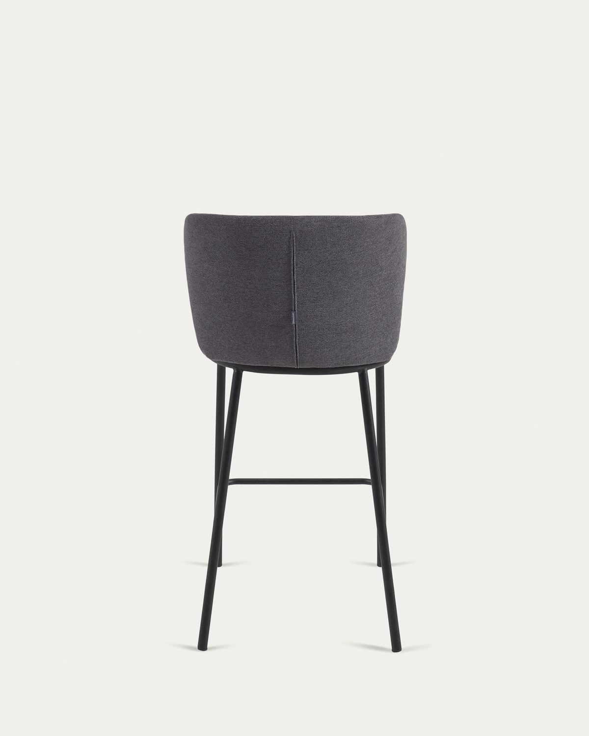 Taburete Ciselia de chenilla gris oscuro y patas de acero negro altura 65cm FSC Mix Credit