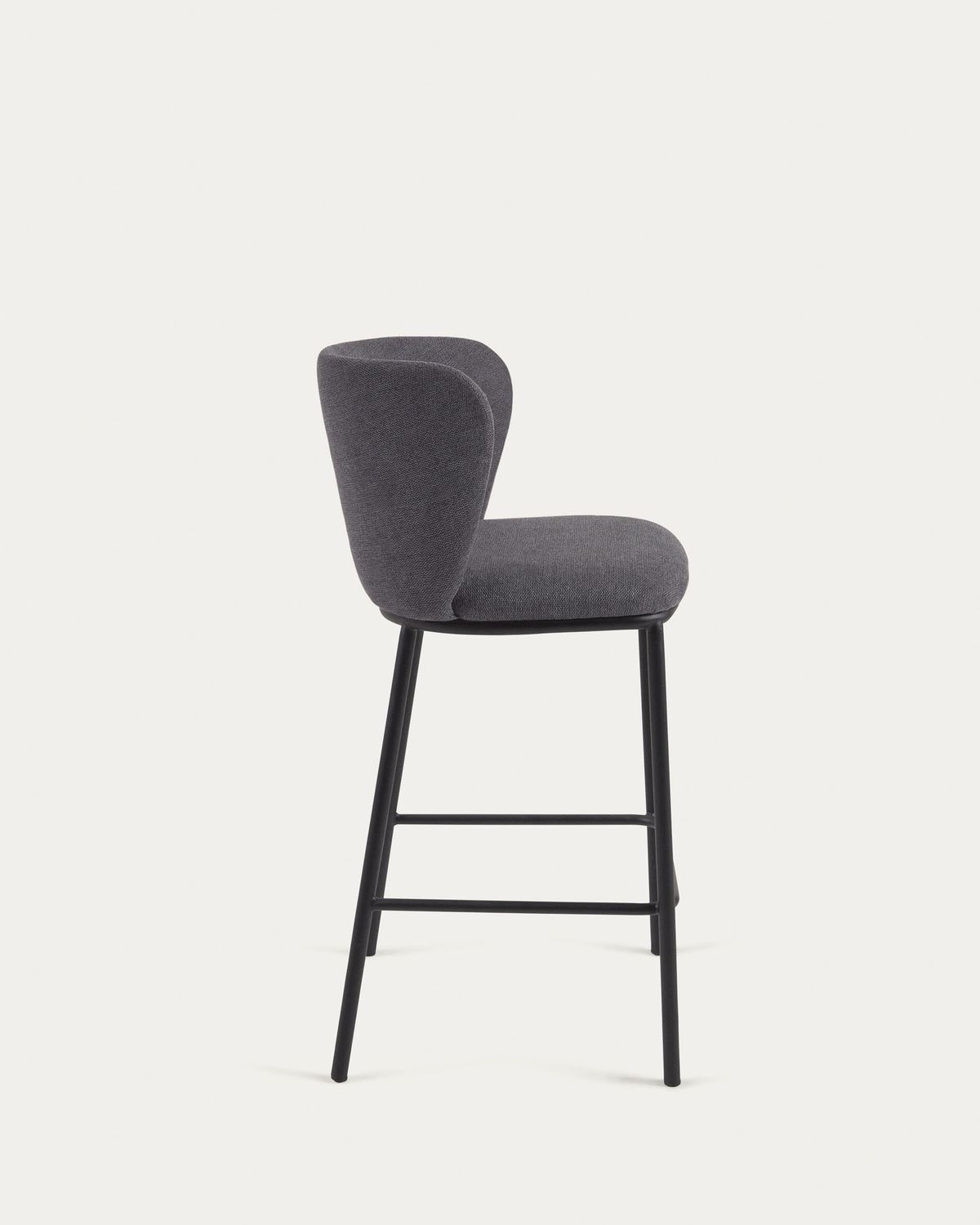 Taburete Ciselia de chenilla gris oscuro y patas de acero negro altura 65cm FSC Mix Credit