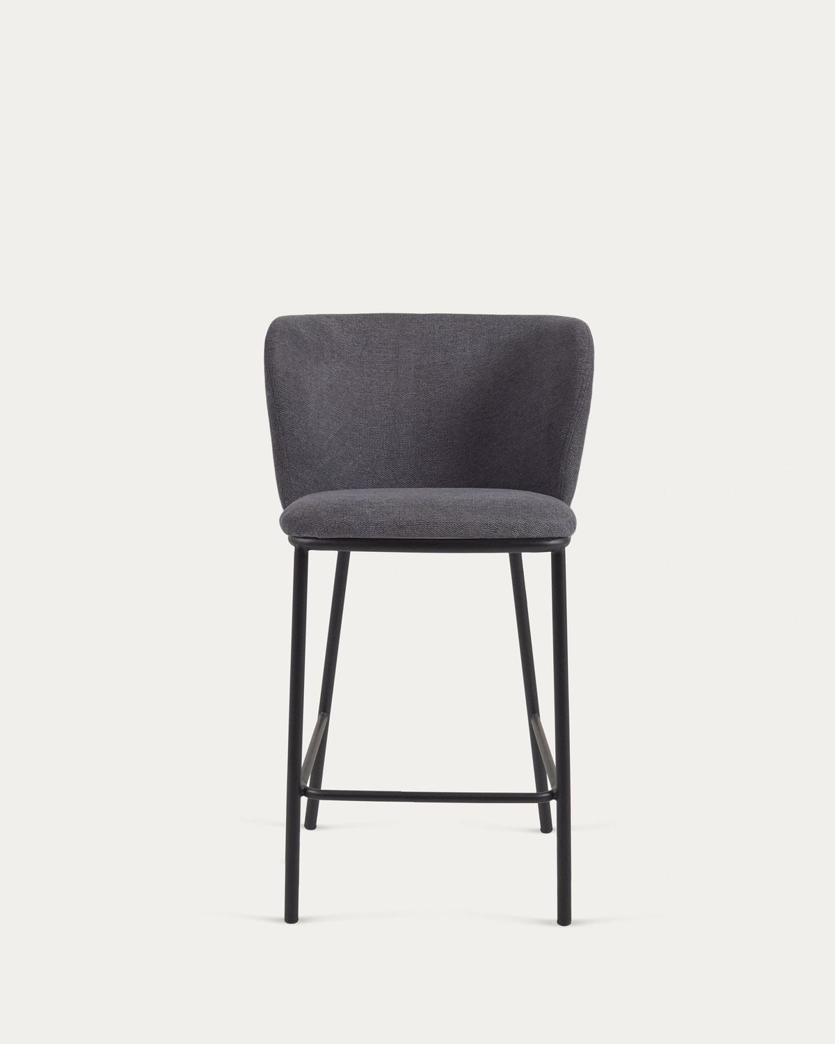 Taburete Ciselia de chenilla gris oscuro y patas de acero negro altura 65cm FSC Mix Credit