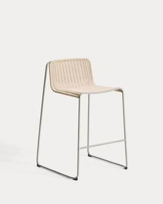 Taburete apilable Tavari de cuerda sintética beige y acero inoxidable AISI 304 efecto cepillado 75 cm Taburete apilable Tavari de cuerda sintética beige y acero inoxidable AISI 304 efecto cepillado 75 cm
