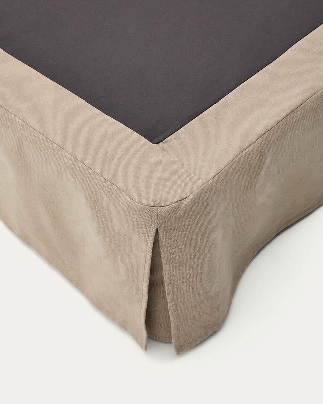 Base desenfundable Jaira de lino y algodón topo para colchón de 180x200cm
