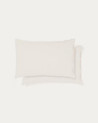 Set Simmel de 2 fundas de almohada de mezcla de lino color crudo 50 x 70 cm