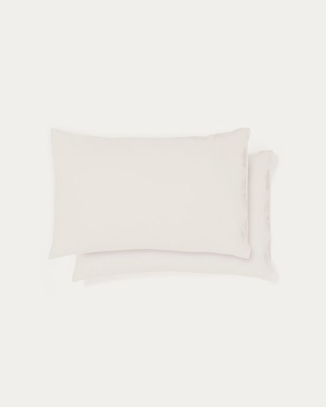 Set Simmel de 2 fundas de almohada de mezcla de lino color crudo 50 x 70 cm