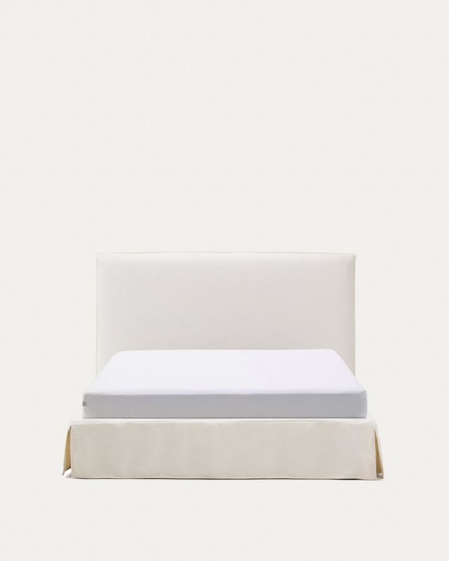 Cama desenfundable Jaira de chenilla blanco para colchón de 160x200cm FSC Mix Credit