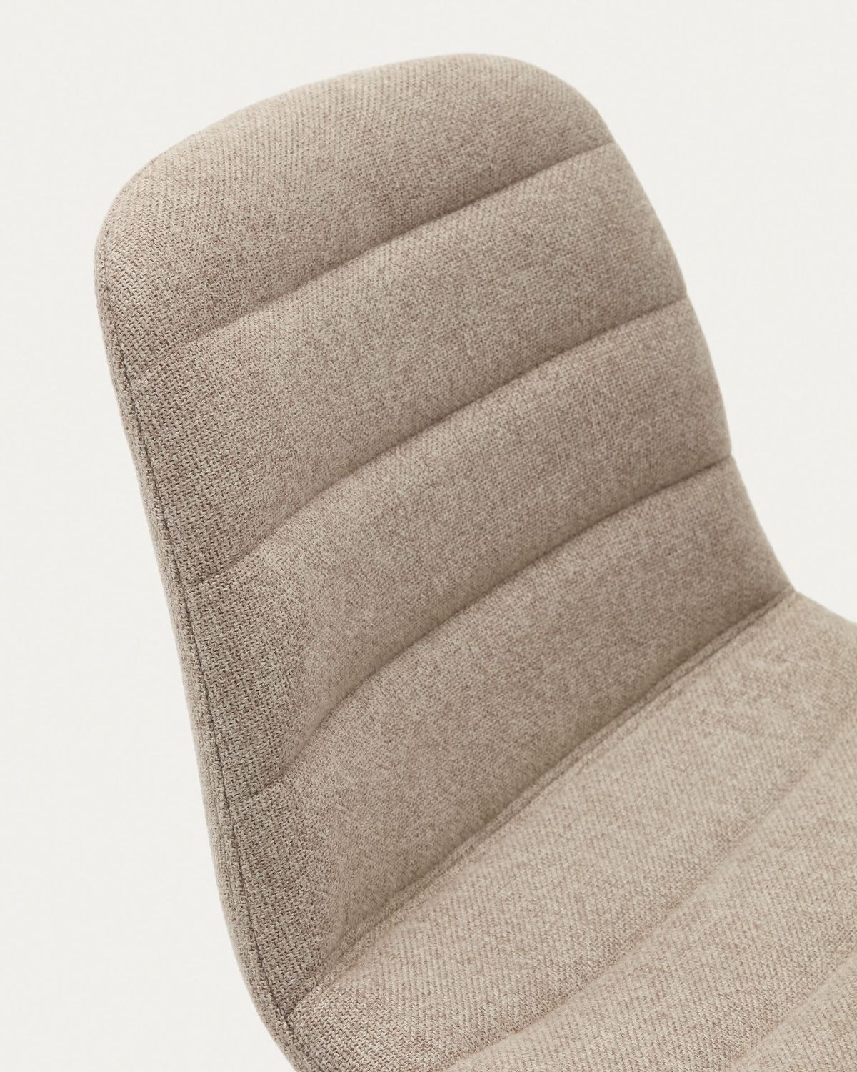 Taburete Zunilda de chenilla beige y acero con acabado blanco mate altura 65 cm FSC 100%