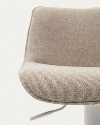 Taburete Zenda de chenilla beige y acero blanco mate 81-102 cm FSC 100%