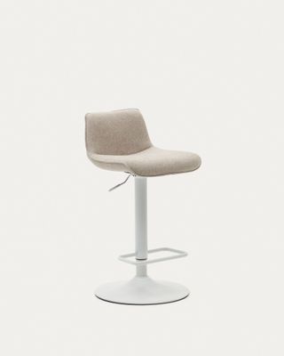Taburete Zenda de chenilla beige y acero blanco mate 81-102 cm FSC 100% Taburete Zenda de chenilla beige y acero blanco mate 81-102 cm FSC 100%