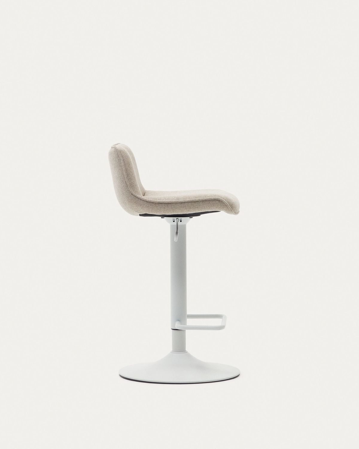 Taburete Zenda de chenilla beige y acero blanco mate 81-102 cm FSC 100%