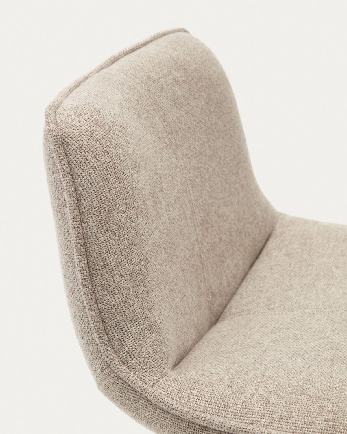 Taburete Zenda de chenilla beige y acero blanco mate 81-102 cm FSC 100%