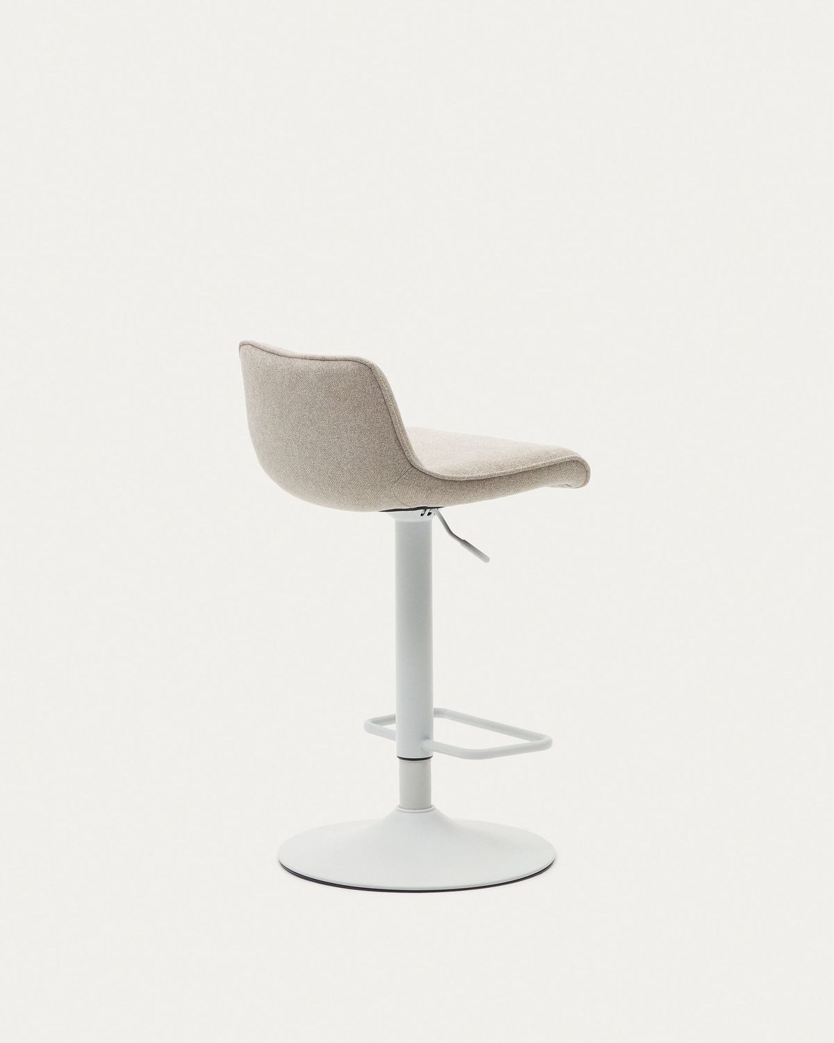 Taburete Zenda de chenilla beige y acero blanco mate 81-102 cm FSC 100%