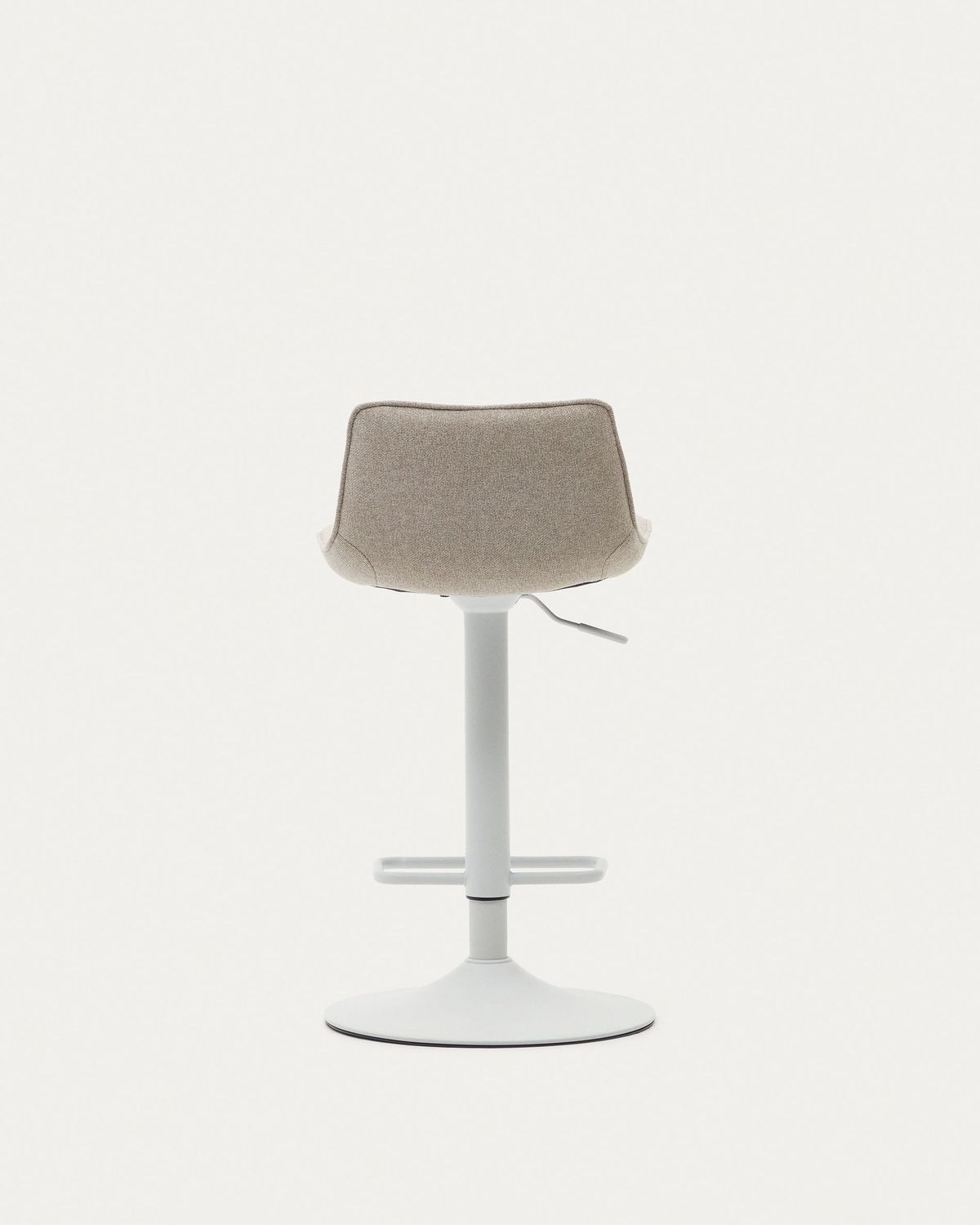Taburete Zenda de chenilla beige y acero blanco mate 81-102 cm FSC 100%